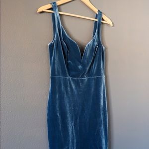 Express Deep Blue Velvet Bodycon Dress NWOT